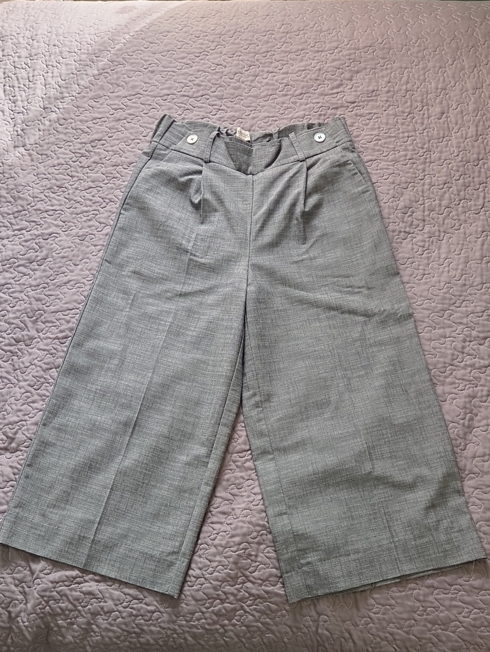 Nanette Lepore Gray Wide-Leg Cropped Trousers